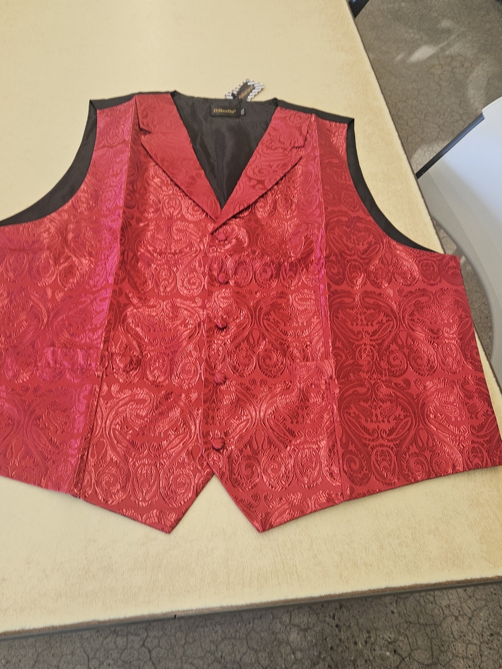Diba Red Paisley Satin Men's Vest